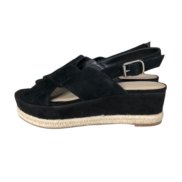 Marc Fisher Black Suede Platform Espadrille Slingback Sandals Size 10 - Picture 5 of 14